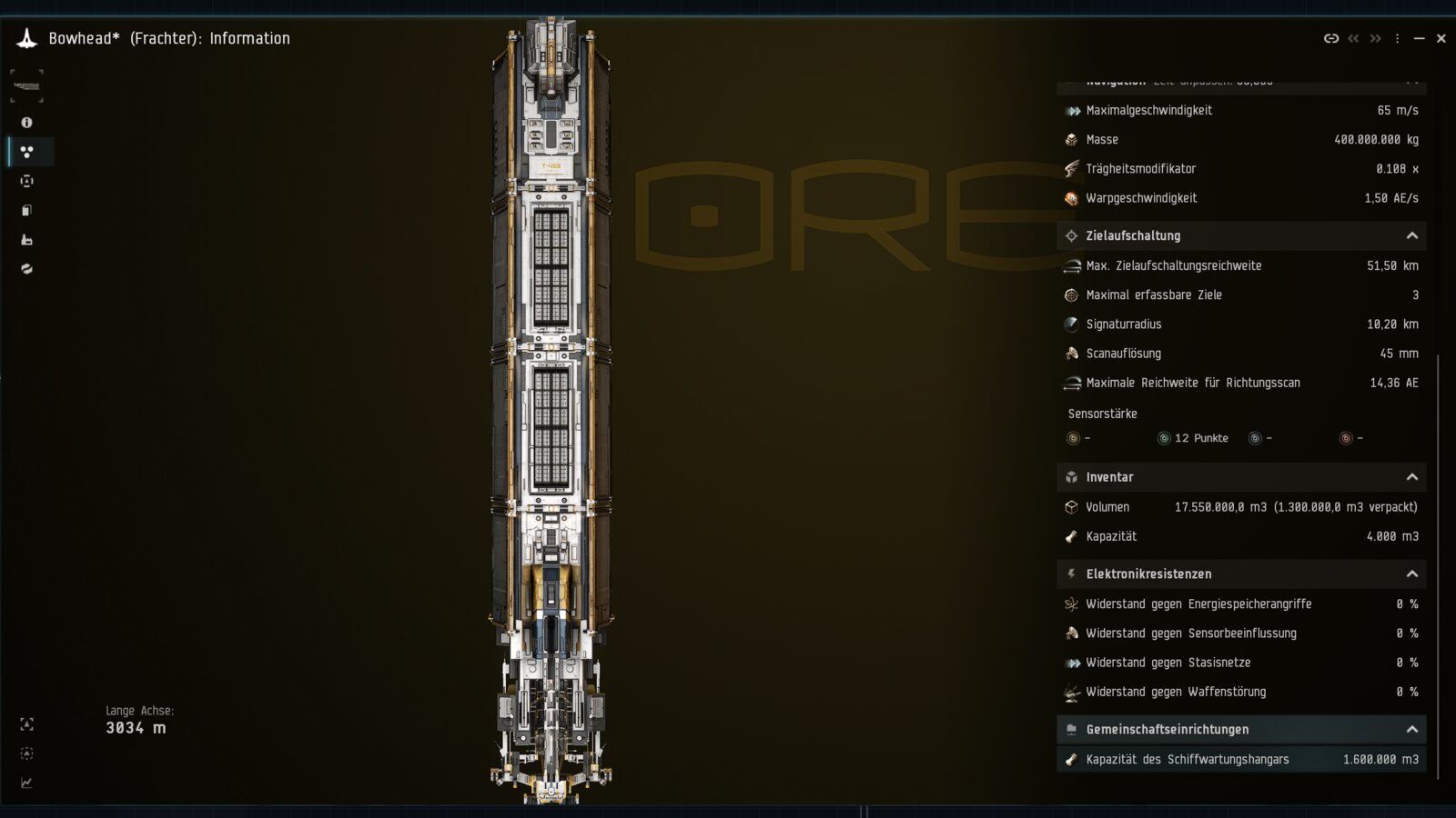Bowhead stats: 3,034 m, 400 million kg, 1.6 million m³ ship maintenance bay